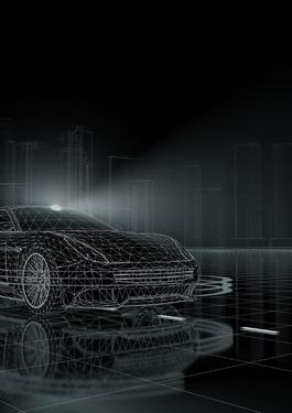 black and white photo of a car
